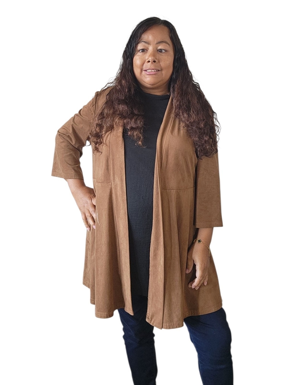 Joseph Ribkoff Tan Open-Front Trench Coat Womens Size 14